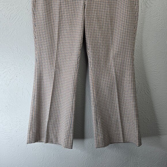 J Cew Crop Flare Pants 14 Tan Gingham Plaid Heritage Career Dress Preppy Trouser - Picture 4 of 14